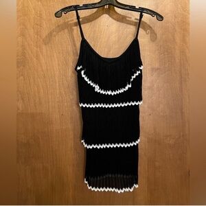 Cache Black and White Knit Top